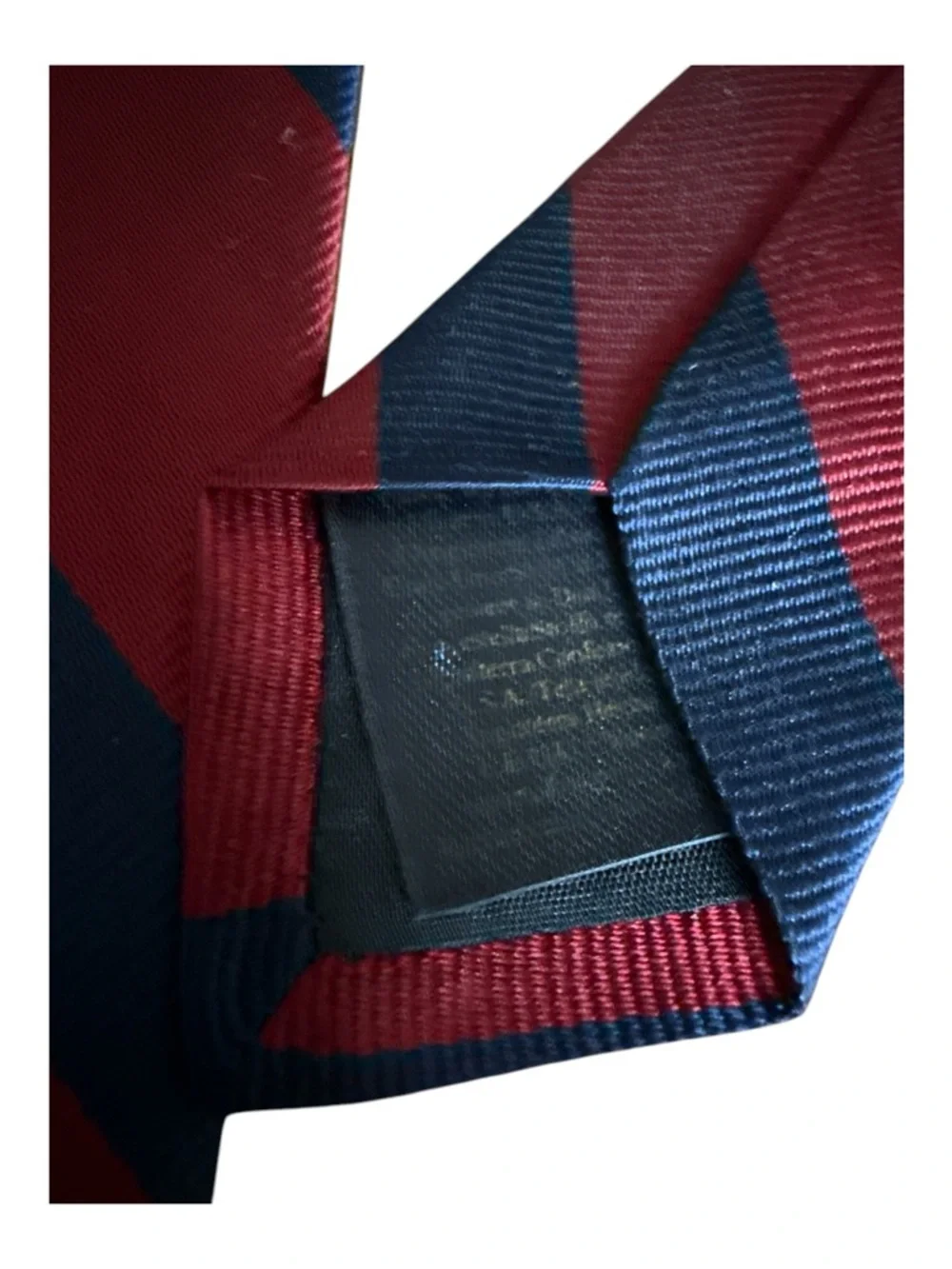 Brooks Brothers Makers Silk Repp Tie Red Navy Stripe Blue Logo Classic Preppy‎
